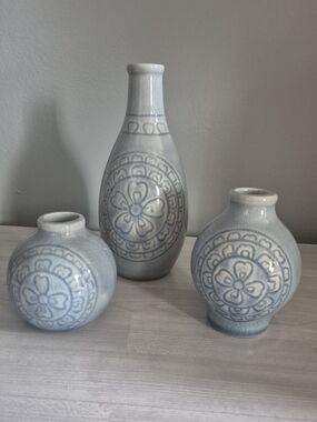 Set Of 3-Ceramic Mandela Bud Vases